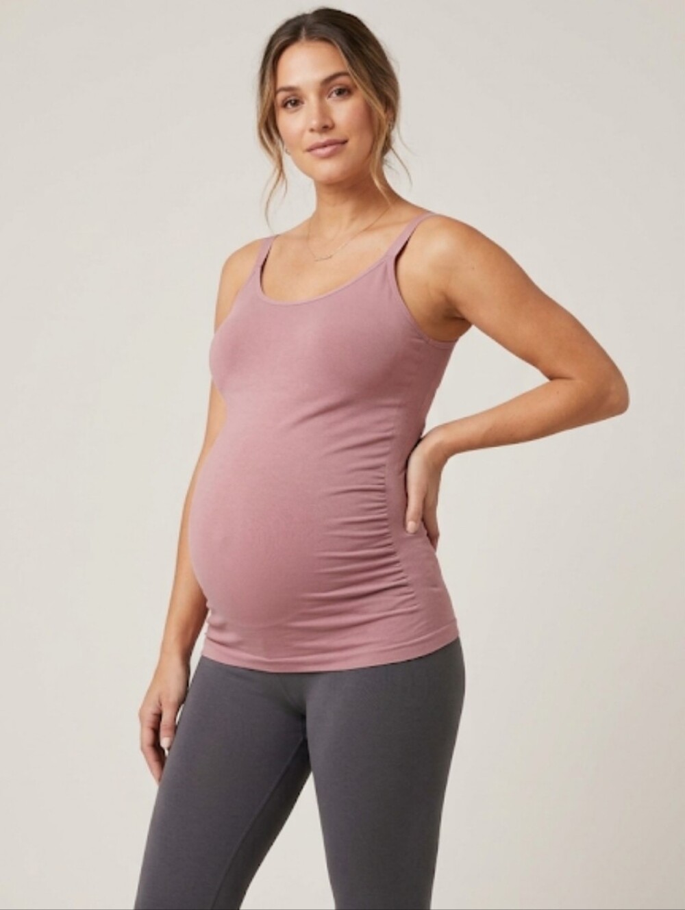 Kathy Maternity Tank Top Size One Dusty Rose Sleeveless Camisole Style